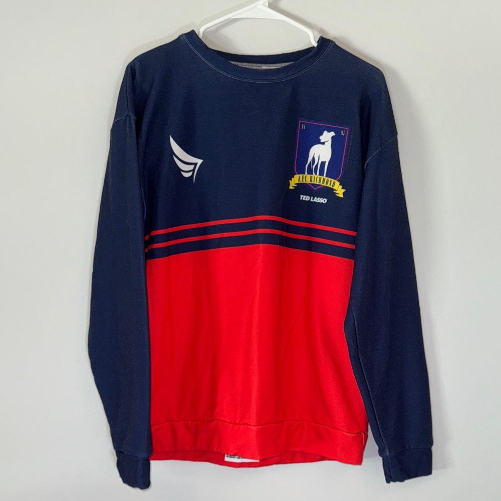Ted Lasso A.F.C Richmond Warner Bros TV Show Red & Blue Soccer Sweatshirt NWT